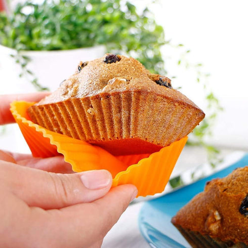Webake Rectangular Jumbo Cupcake Liners, 4.3 Inch Silicone Baking Cups Reusable Muffin Cups Nonstick Mini Loaf Pan (Pack of 12)...