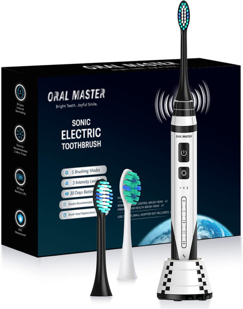 Electric Toothbrush for Adults, Sonic Rechargeable Toothbrush with 5 Modes and 42,000 VPM, 3 Brush Heads Travel Electric Toothbrush Fast Charge fo...