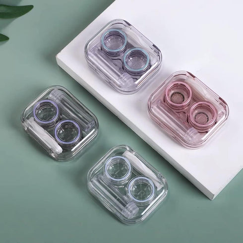 4 Pack Flip Top Clear Contact Lens Case Travel Kit, Cute Contact Case Holder with Tweezers Remover Tool, Contact Lens Soak Storage Kit for Travel ...