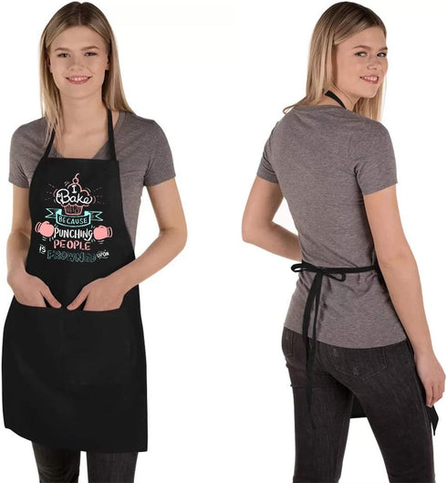 Funny Baking Aprons for Women Men, Cute Baking Gifts for Bakers, Kitchen Cooking Aprons with 2 Pockets - Birthday Housewarming Gifts for Wife Mom ...