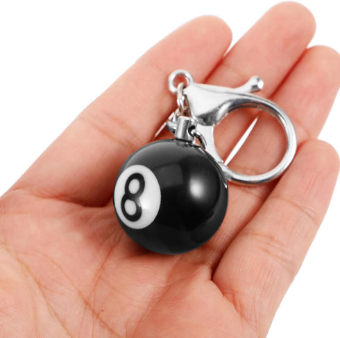 Billiard Ball Keychain Billiards Ball Keyring Charms Mini Pool Ball Hanging Keychain Pendant Lucky Number 8 Resin Billiard Ball Keyring for Pool P...