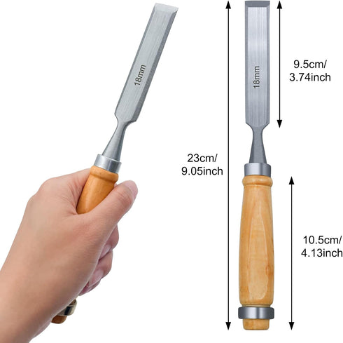 Professional Wood Chisel Set, 4 Piece Wood Chisel Set for Woodworking Wood Carving Chisel, CR-V Steel Chisel, including 6mm, 12mm, 18mm, 24mm...