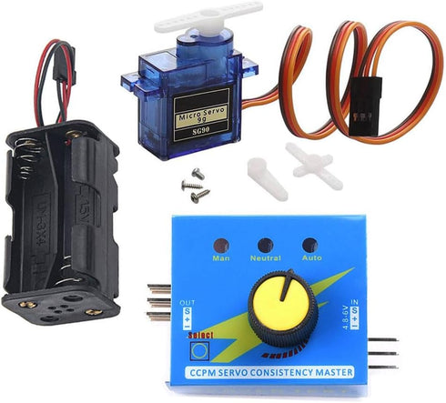 1Set RC Servo Motor Tester Controller Kit +180 Degree 9g Servo with 6V Battery Holder for Robotics RC Cars Helicopters Planes Boats Hobby Projects...
