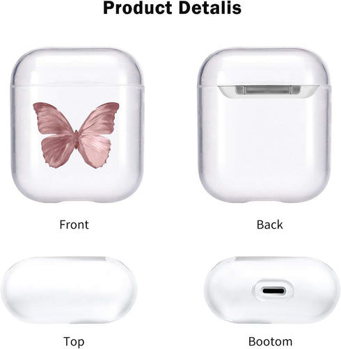 JOYLAND Clear Couple Case Cover for AirPod 1&2, Butterfly Case Crystal Clear Bright Transparent Glossy Smooth Anti-dust Flexible Protective Cover ...