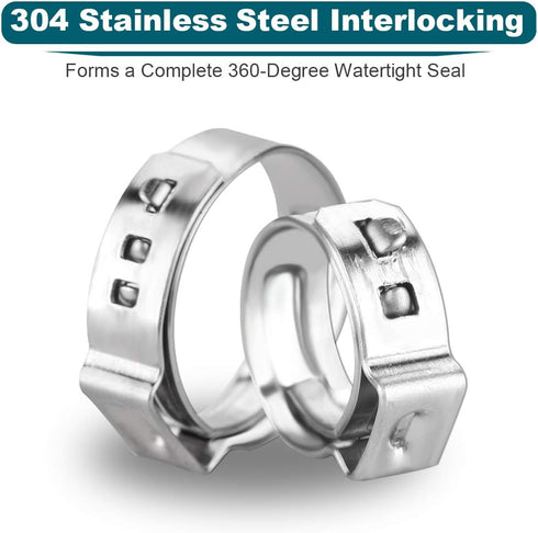 LOKMAN 50 Pack 3/4 Inch PEX Cinch Clamps, Stainless Steel Cinch Crimp Rings Pinch Clamps for PEX Tubing Pipe Fitting Connections (3/4 Inch)...