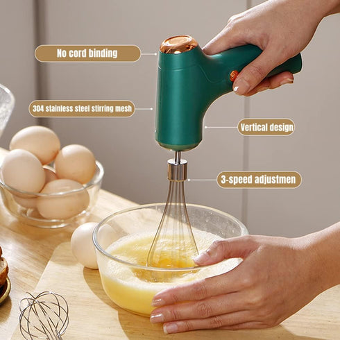 Mini Hand Mixer, Household Cordless Electric Hand Mixer,USB Rechargable Handheld Egg Beater with 2 Detachable Stir Whisks with 3 Speed Modes for K...