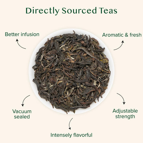 VAHDAM, First Flush Darjeeling Tea - 50 Cups (3.53oz) | Loose Leaf Black Tea - Flowery, Aromatic & Delicious | Picked, Packed & Shipped Direct Fro...