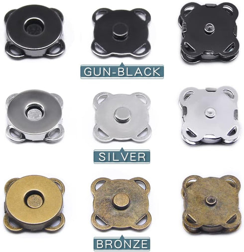 SEMINI 30 Sets Magnetic Snaps Button for Purse Handbag Wallet Overcoat Bag Mixed 3 Colors Fasteners Snap Buttons (A078 15mm)...