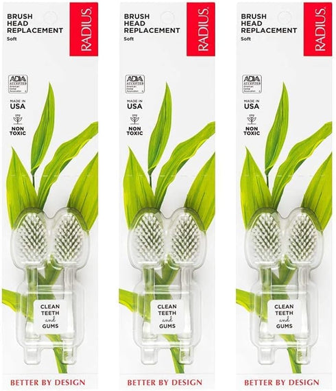 RADIUS Toothbrush Replacement Brush Heads 2-Count Improve Gum Health & Reduce Gum Issues - Soft - Pack of 3...
