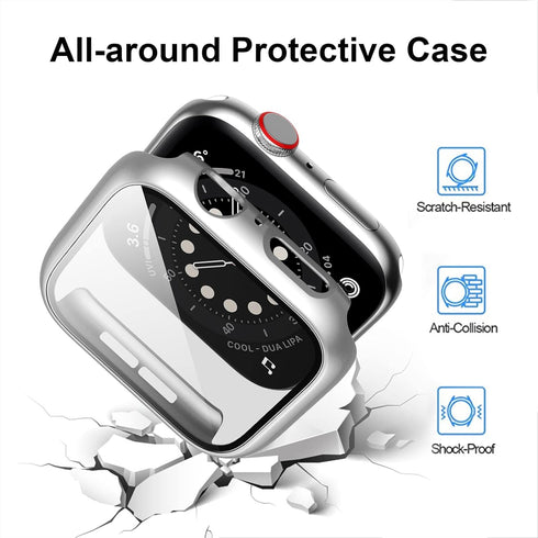 Haojavo 12 Pack Case with Tempered Glass Screen Protector Compatible for Apple Watch 44mm SE (2nd Gen) Series 6 5 4 SE, Full Hard PC Scratch Resis...