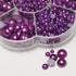Chenkou Craft Around 1900pcs Violet Assorted 7 Sizes Immitation Half Pearl Bead Flat Back Gem Scrapbook Craft DIY Loose Beads + Plastic Box (Viole...
