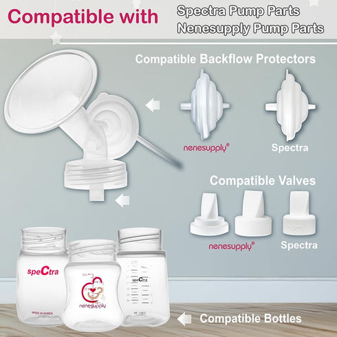 Nenesupply 19mm 2 pc Flanges Duckbill Valves Compatible with Spectra S2 S1 9 Plus Synergy Gold Breastpump Replacement to Spectra Pump Parts Flange...