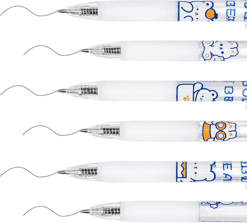 Cute Bear Pens Creative Retractable Gel Pens, Black Gel Ink Pens, 0.5mm Fine Pen, Cute Pens Kawaii Ball Point Pens for Office School Supplies for ...
