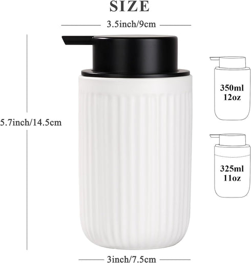 BosilunLife Foam Hand Soap Dispenser - White Ceramic Foaming Soap Dispenser for Bathroom 12oz Refillable Liquid Lotion Soap Dispenser with rust-pr...