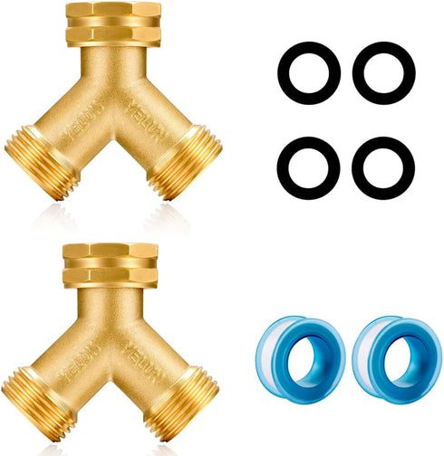 Garden Hose Splitter,2 Way Connector Heavy Duty Brass, Garden Faucet,Splitter for Outdoor Faucet, Hose y Splitter, Hose Bib Splitter (2 SET)...