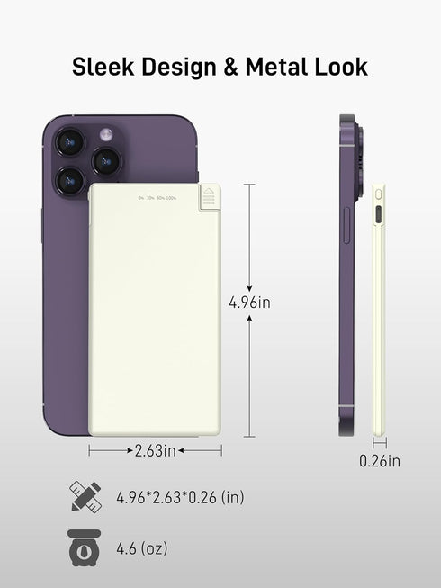 Auskang Portable Charger for iPhone (Not for iPhone 15 Series) with Built in Lightning Cable 5000mAh Slim Power Bank Compatible with iPhone 14/13/...