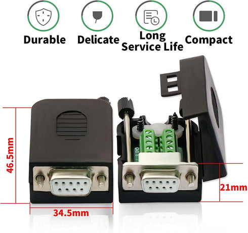 DB9 Female Connector?4Pack DB9 Breakout Connector Solderless RS232 D-SUB DB 9 Female Screw Terminal Block with Case Long Bolts Tail Pipe...