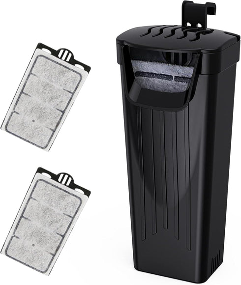 Aquarium Filter(3.5W), Fish Tank Filter, Turtle Tank Filter, Low-Water Filter for Small Fish Tank, Reptile Tank Up to 15Gallon, with 2 Cartridges(...