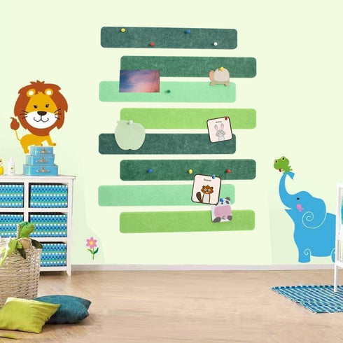 8Pcs Green Cork Board Bar Strips with 50 Pushpins & Sticky Notes, Self-Adhesive Bulletin Board Strips No Damage for Wall, Felt Pin Board for Paste...