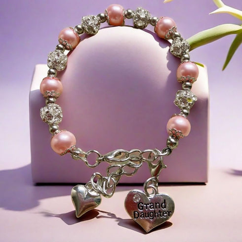 DOLON Gift for Granddaughter Bracelet Jewelry with Rhinestone Balls Faux Pearl...