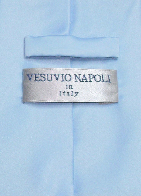 Vesuvio Napoli Solid BABY BLUE Color NeckTie & Handkerchief Men's Neck Tie Set...