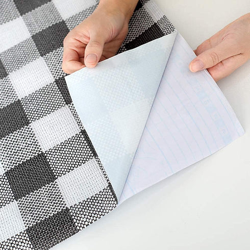 Self Adhesive Vinyl Faux Gingham Plaid Cloth Look Shelf Drawer Liner Paper for Dresser Cabinets Furniture Pantry Bookshelves Closet Shelving Table...