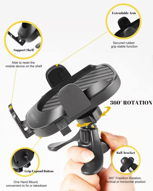 Car Phone Holder Mount - Socket Grips Pop Cradles Friendly, Hands-Free 360° Rotatable & Anti-Shake Air Vent Mount, Universal Car Phone Holder Comp...