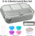 Bento Box Adult Lunch Box, Lunch Containers for Kids Girls Boys with 4 Compartments, Lunchable Food Container with Utensils, Sauce Jar, Muffin Lin...