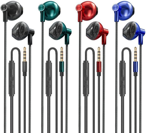 Kamon 4 Pack Earbuds Headphones with Remote & Mic, Earphones Wired Stereo in-Ear Bass for iPhone, Android, Smartphones, iPod, iPad, MP3, Fits All ...