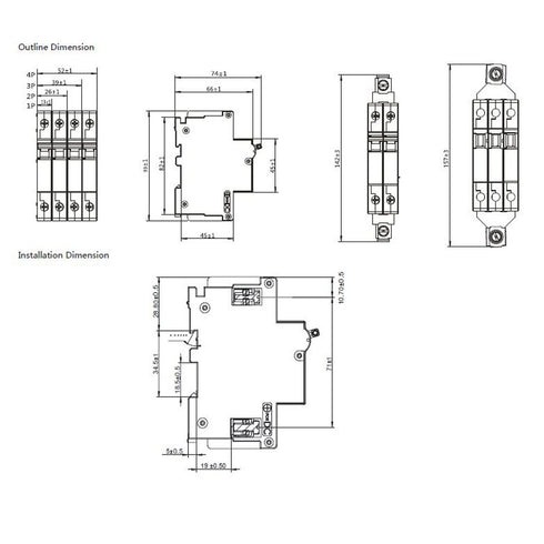 5A, 240V AC, 80V DC, 1 Pole, DIN Rail Mount Hydraulic Magnetic, Trip Curve: Medium, UL1077...