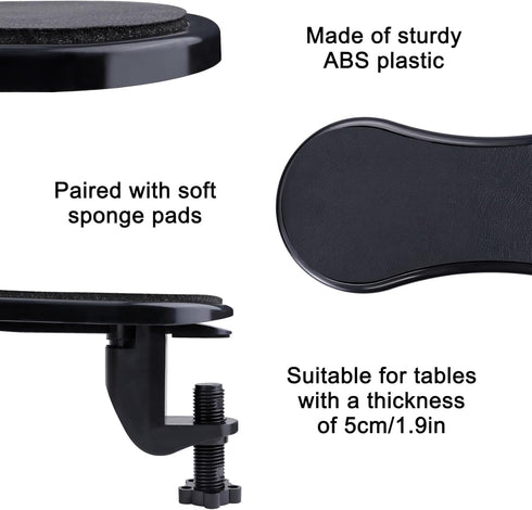 Computer Arm Rest for Desk, TACYKIBD Ergonomic Arm Rest Extender, Adjustable Wrist Rest Rotating Computer Arm Support Pad for Elbow Keyboard Mouse...