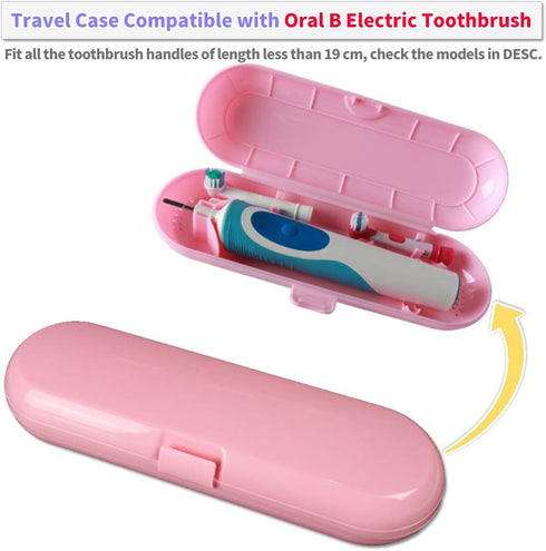 Electric Toothbrush Travel Case for Oral-B Toothbrushes - 4 Pcs Toothbrush Head Covers Compatible with Oral B Electric Toothbrush Heads (Pink)...