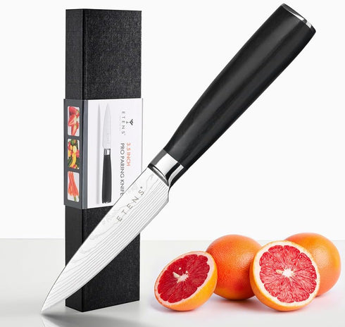3.5 Inch Bar Paring Knife with Large Black Handle, Small Kitchen Knife for Fruit Vegetables, Professional Sharp Pairing Knives/High Carbon Stainle...