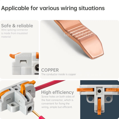GKEEMARS 20Pcs 3 Way T-Shape Connectors for Wiring, Quick Wire Splitter Connector for Circuit Inline 24-12 AWG (Orange)...