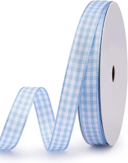 VIVIQUEN Pink Light Blue Yellow Gingham Ribbon, 3/8" Checkered Ribbon Plaid Ribbon, Picnic Craft Ribbon 100% Polyester for Sewing, Gift, DIY Craft...