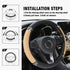 Bling Leather Steering Wheel Cover,15 Inch Soft Leather Car Wheel Cover with Colorful Crystal Diamond,Universal Non-Slip Auto Elastic Steering Whe...
