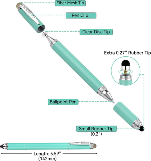 Universal Stylus Pens, Honiha High Precise Disc Stylus Pens for Touch Screens 4 in 1 Touch Screen Pen Capacitive Stylus Compatible with iPad, iPho...