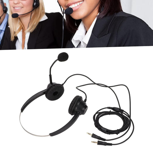 3.5mm Wired Stereo Call Center Headset, On Ear Call Center Headset with Noise Cancelling Microphone, Computer Headphone for Home Office Customer S...