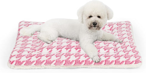 Dog Bed Mat, Reversible Dog Crate Pad for Medium Small Dogs, Portable and Soft Pet Bed Mat, Machine Washable Pet Bed Pad for 24-inch Kennel(Pink)...