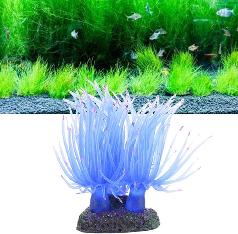 TEHAUX Artificial Aquarium Fish Tank Decoration Silicone Soft Coral- Fake Sea Anemone Fish Tank Ornament Decoration Simulation Landscape (Blue)...