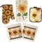 American Linen Sunflower Decor Set Oven Mitts and Pot Holders - Kitchen Towels and Dish Cloths Sets - Oven Mitts - Tea Towels - Dish Cloths Set...