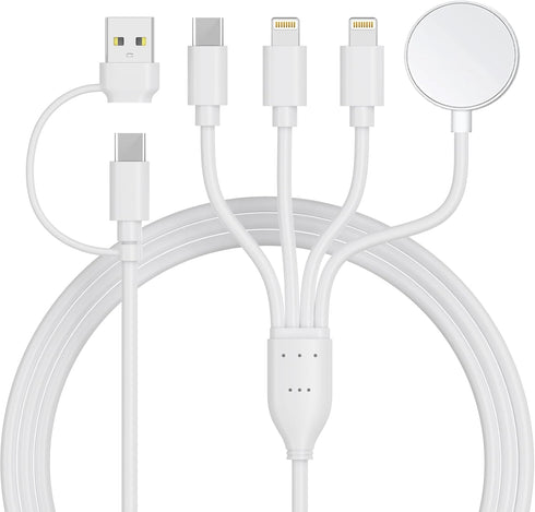 4 in 2 Multi Charging Cable for Apple Watch Charger,USB C Cable Universal Tra vel Charger with Lightning Type C Compatible with iPhone 15 14 13 iW...