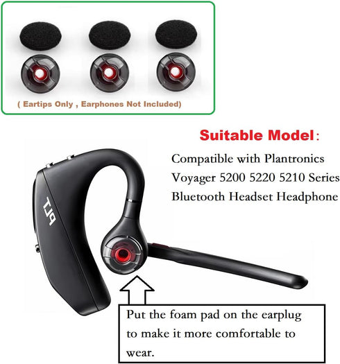3 PCS Large Earbud Tips Silicone Earbuds Replacement Tips with Foam Cushion Replacement Earbud Tips Compatible with Plantronics Voyager 5200 5220 ...
