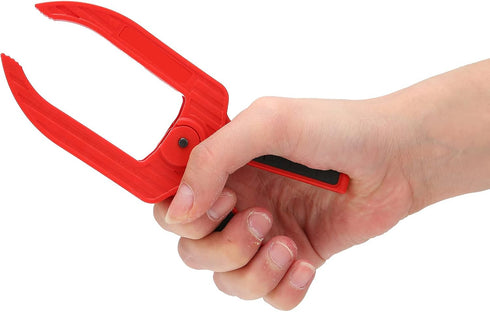 Woodworking Clamp, Spring Clamp with Long Flat Nose Plastic Fixing Clamp Woodworking Fixture Accessory(3 inch opening 75MM deep 110MM) Red...
