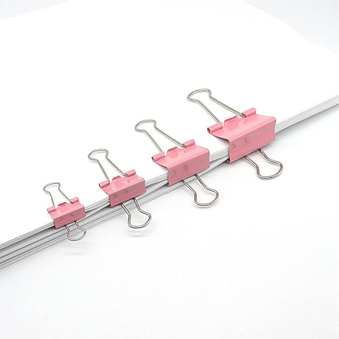 Binder Clip Paper Clamps, Assorted Sizes (Mini, Small, Medium, Large), 100 Pcs Clips for Office School Supplies (Pink)...
