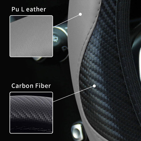 Car Steering Wheel Cover, Universal 15 inch Microfiber PU Leather Steering Wheel Protector, Elastic Breathable Anti-Slip Steering Accessories, Car...