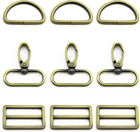 15Pcs Metal Swivel Snaps Hooks with D Rings and Tri-Glides Slide Buckles for Key Lanyard Purse Bag Straps Dog Collars DIY Sewing Hardware Craft (1...