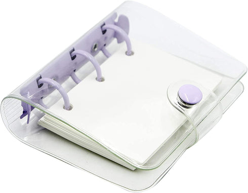 Cute 3-Ring Binder Cover Notebooks Mini Clear Transparent PVC Cover Protector Notebook Snap Button Closure Loose Leaf Folder DIY Journal Notebook ...