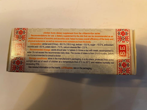 Karla Amber Acid Tablets 0.25 g 80 pcs Succinic Acid 1 Pack...