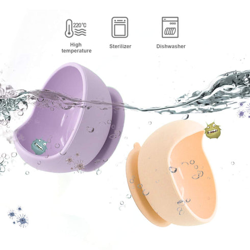 Jakuva Silicone Baby Bowls with Spoon, 2PCS Baby Feeding Set Suction Bowls for Kids Toddlers -BPA Free-Baby Dishes Utensils (Pink & Purple)...